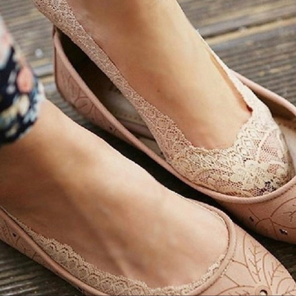 Lace ankle socks-Beige